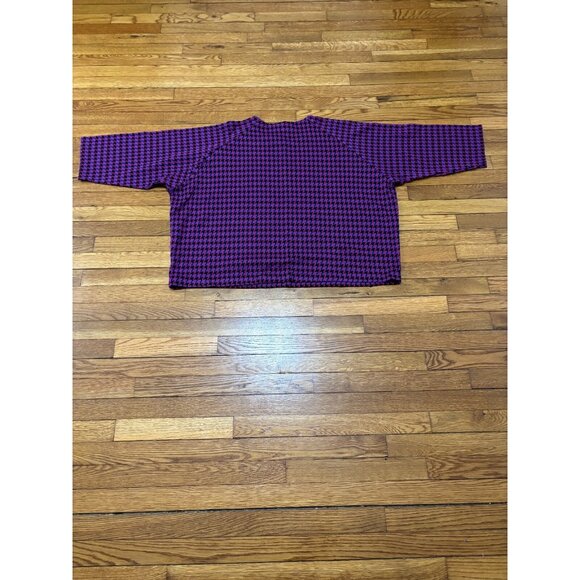 Vintage Saks Fifth Avenue Womens Sweater Size Medium Retro Purple Houndstooth - Picture 7 of 9
